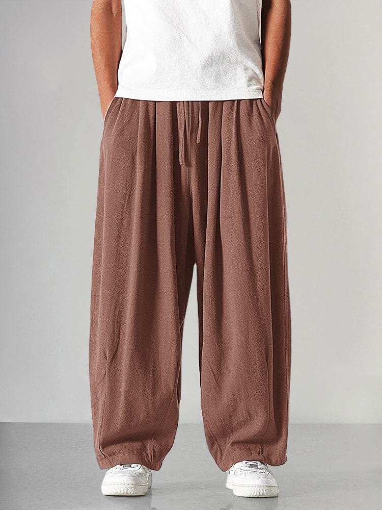 Cozy Loose Cotton Linen Pants Pants coofandy Brown M 