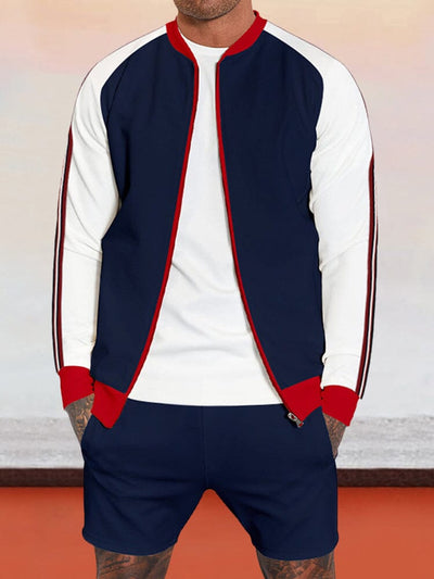 Casual Sports Jacket Sets Sports Set coofandystore Navy Blue M 