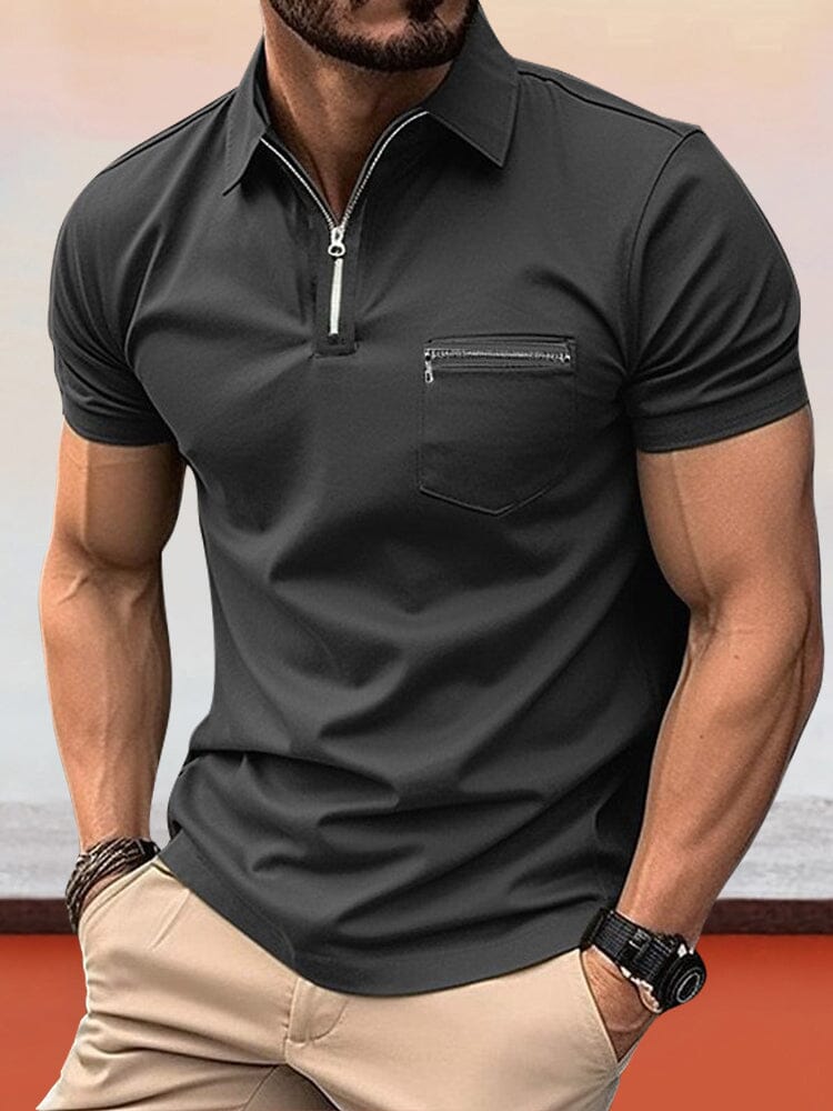 Casual Soft Solid Polo Shirt Polos coofandystore Black S 