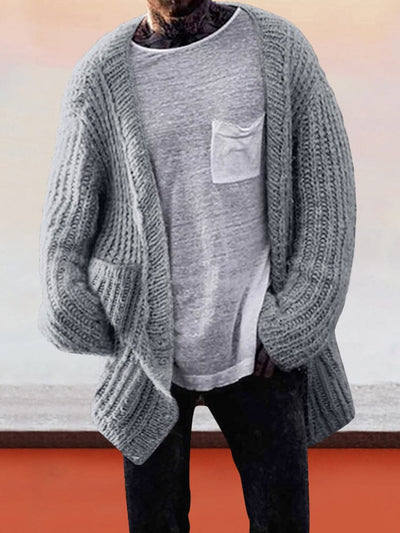 Soft Long Sweater Coat Cardigans coofandystore Light Grey M 