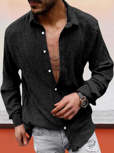 Classic Fit Textured Shirt Shirts coofandystore Black M 