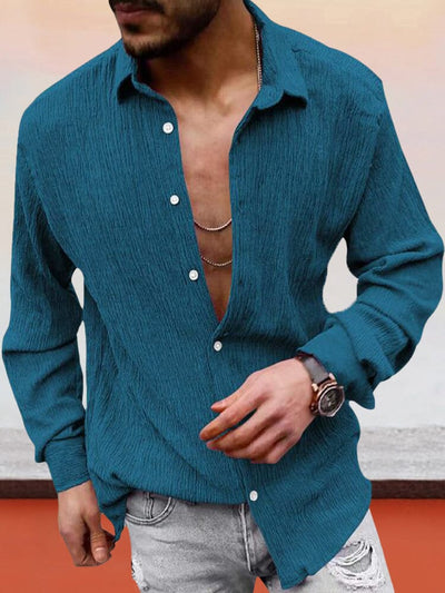 Classic Fit Textured Shirt Shirts coofandystore Denim Blue M 