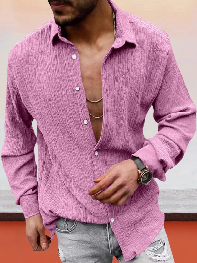 Classic Fit Textured Shirt Shirts coofandystore Lavender M 