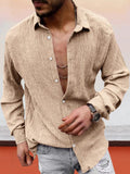 Classic Fit Textured Shirt Shirts coofandystore Khaki M 