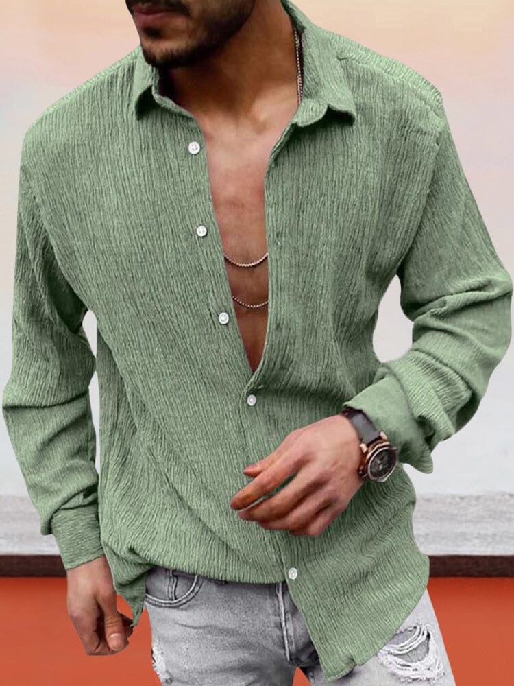 Classic Fit Textured Shirt Shirts coofandystore Grey Green M 