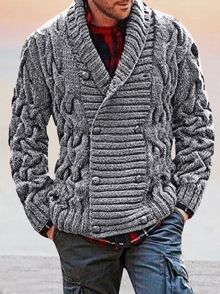 Stylish Double-breasted Sweater Coat Cardigans coofandystore Grey S 