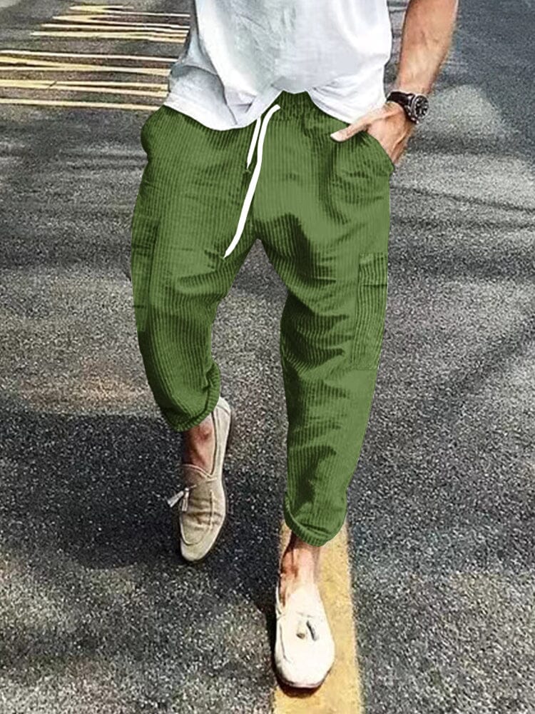 Casual Corduroy Relax Pants Pants coofandystore Army Green M 
