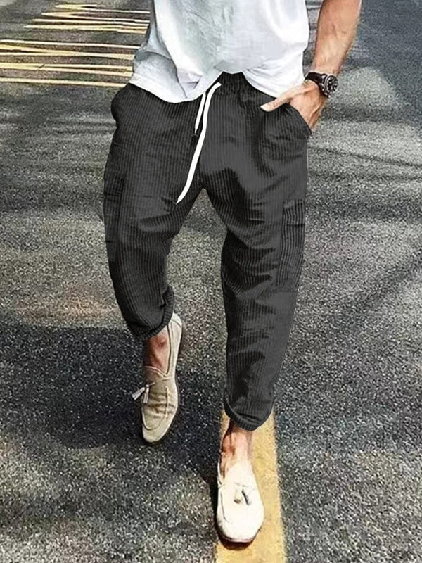 Casual Corduroy Relax Pants Pants coofandystore Black M 
