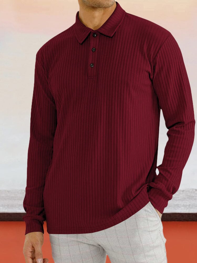 Stretchy Pit-striped Polo Shirt Polos coofandystore Dark Red S 