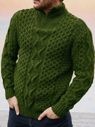 Stylish Cable Knit Turtleneck Sweater Sweater coofandy Army Green M 