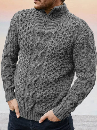 Stylish Cable Knit Turtleneck Sweater Sweater coofandy Grey M 