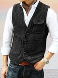 Vintage Texture Suit Vest Vest coofandystore Black S 
