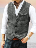 Vintage Texture Suit Vest Vest coofandystore Grey S 