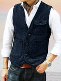 Vintage Texture Suit Vest Vest coofandystore Navy Blue S 