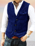Vintage Texture Suit Vest Vest coofandystore Royal Blue S 