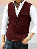 Vintage Texture Suit Vest Vest coofandystore Wine Red S 