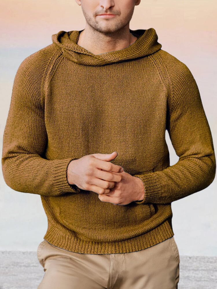 Casual Soft Hooded Sweater Sweater coofandy Brown M 