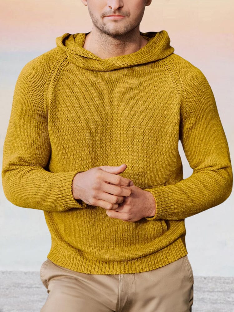 Casual Soft Hooded Sweater Sweater coofandy Yellow M 