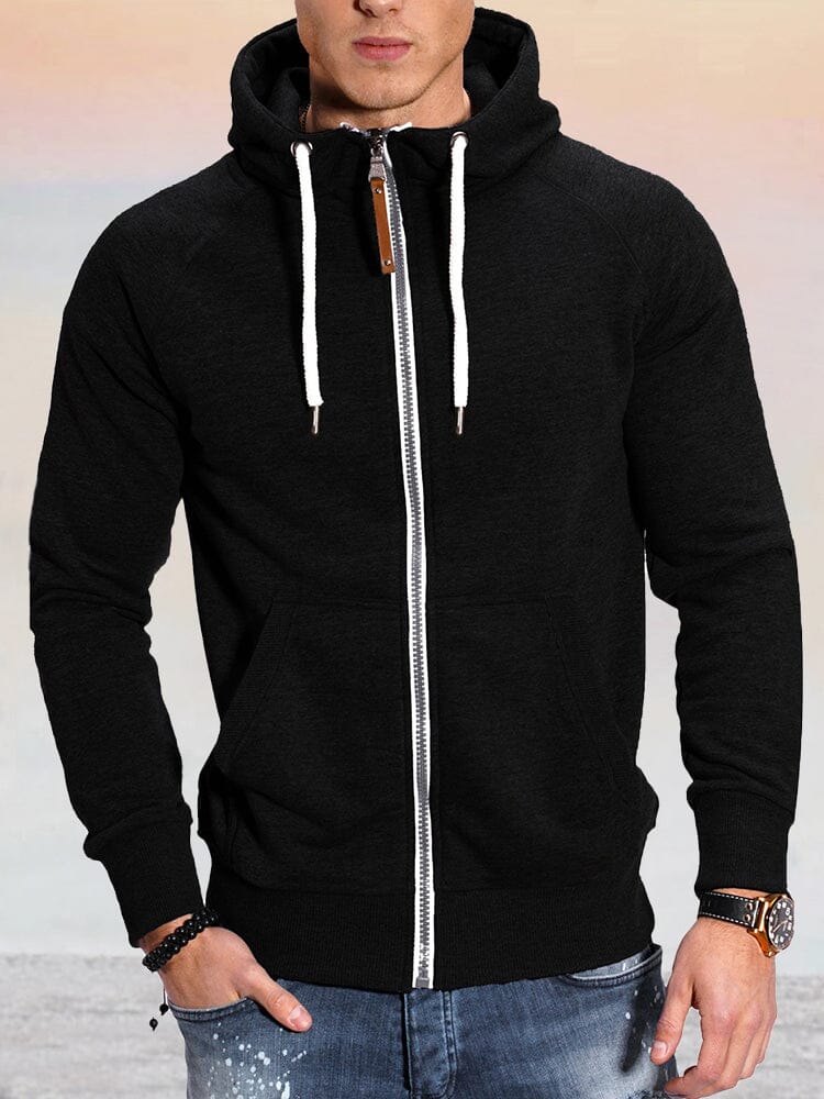 Comfy Athleisure Hooded Jacket Hoodies coofandy Black S 