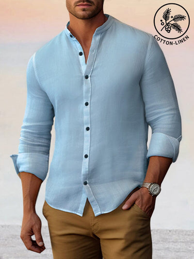 Cozy Simple Cotton Linen Shirt Shirts coofandy Light Blue S 