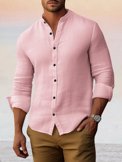 Cozy Simple Cotton Linen Shirt Shirts coofandy Pink S 