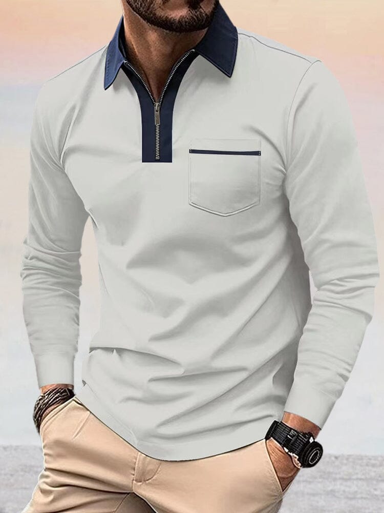 Casual Color Spliced Polo Shirt Polos coofandy Grey S 