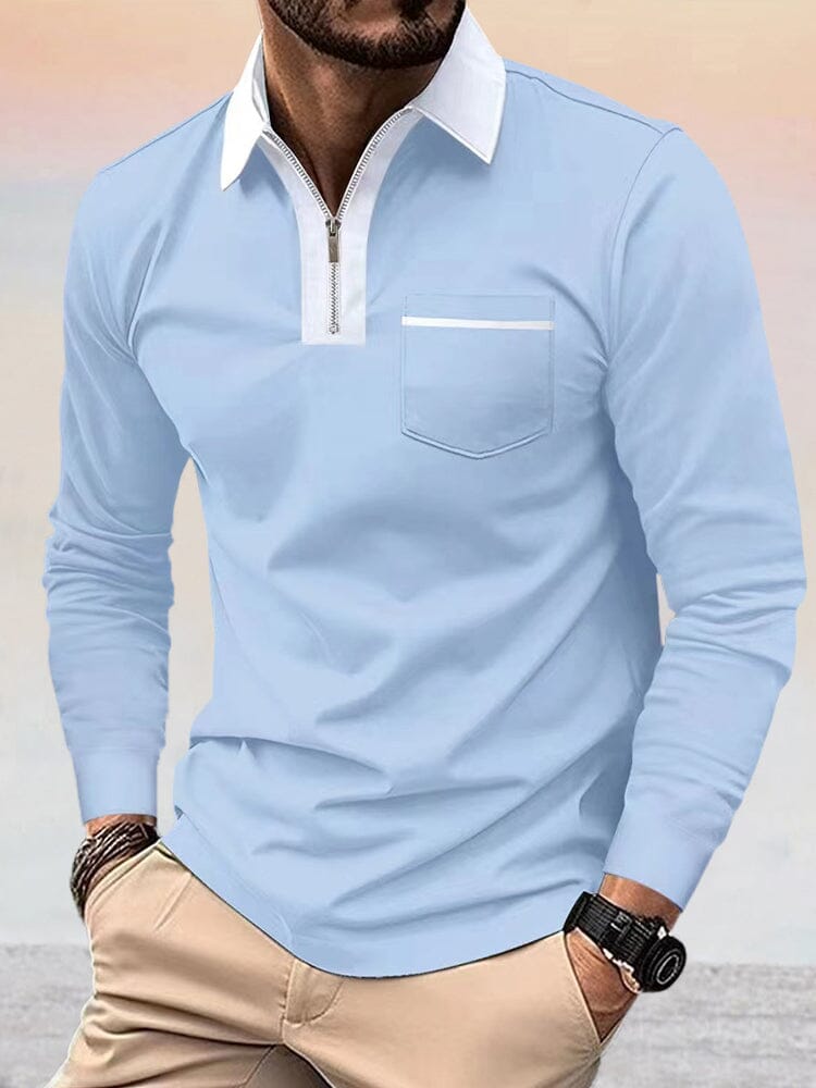 Color Spliced Polo Shirt - Classic Fit, Long Sleeve – coofandy