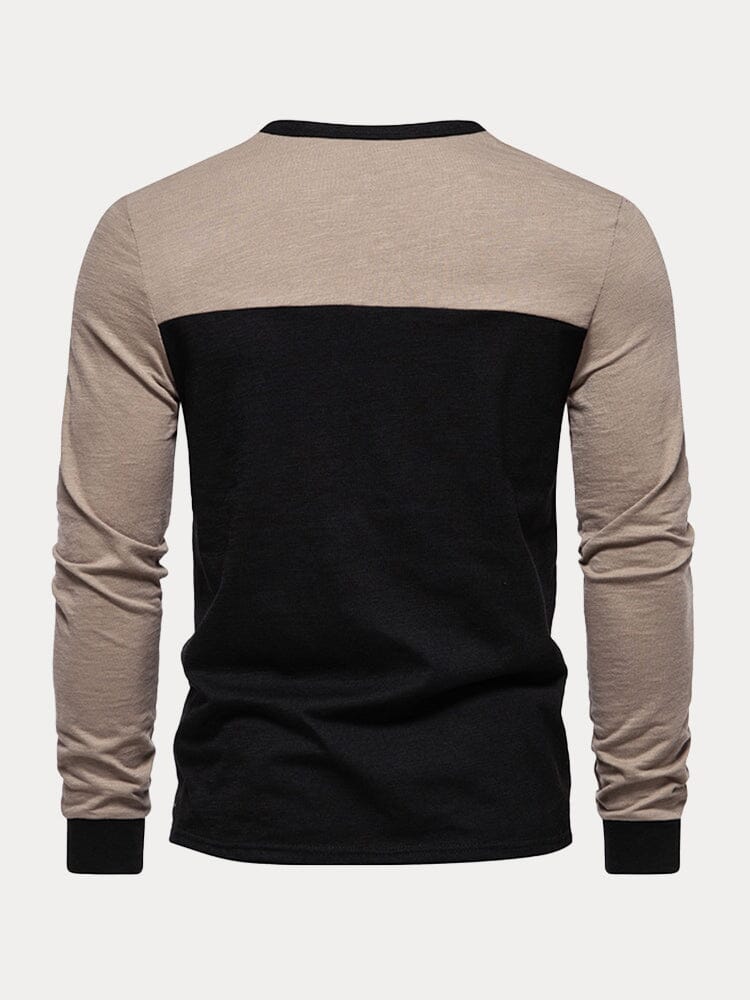 Premium 100% Cotton Splicing Henley Shirt T-Shirt coofandystore 