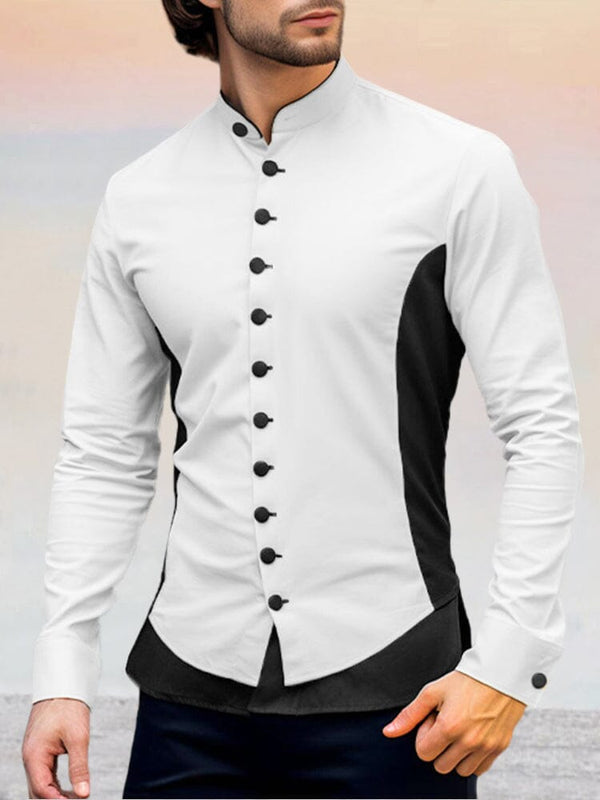 Stylish Contrast Color Fitted Shirt Shirts coofandy White S 