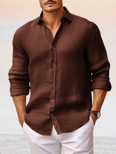 Comfy Simple 100% Cotton Shirt Shirts coofandy Brown S 