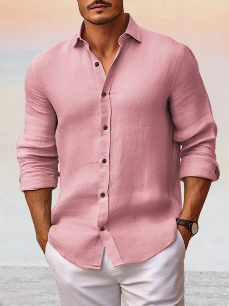 Comfy Simple 100% Cotton Shirt Shirts coofandy Pink S 