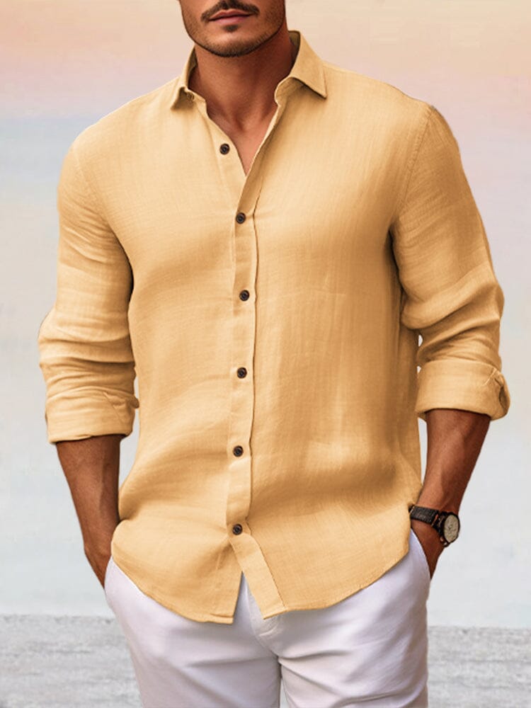 Comfy Simple 100% Cotton Shirt Shirts coofandy Yellow S 
