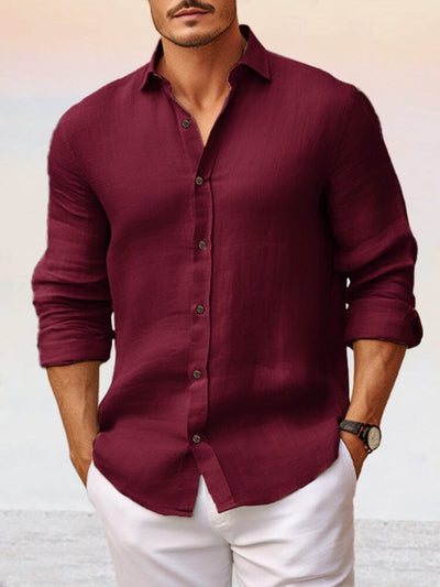 Comfy Simple 100% Cotton Shirt Shirts coofandy Wine Red S 