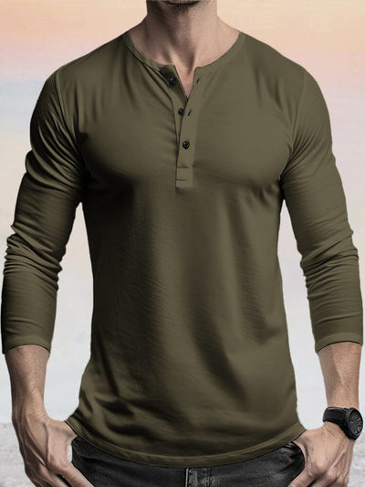 Casual 100% Cotton Henley Shirt Shirts coofandy Army Green S 