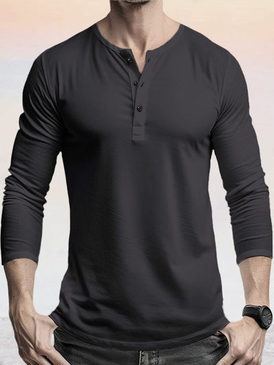 Casual 100% Cotton Henley Shirt Shirts coofandy Black S 