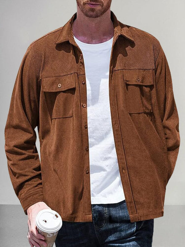 Casual Soft Corduroy Shirt Shirts coofandy Brown S 