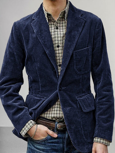 Vintage Corduroy Blazer Jacket Jackets coofandy Navy Blue S 