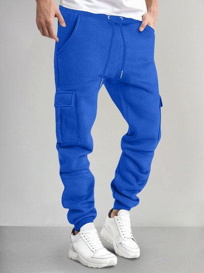 Casual Thermal Fleece Cargo Sweatpants Pants coofandy Blue S 