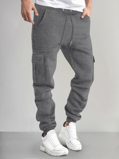 Casual Thermal Fleece Cargo Sweatpants Pants coofandy Dark Grey S 