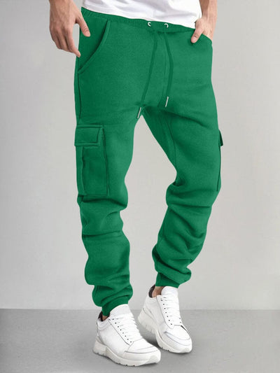 Casual Thermal Fleece Cargo Sweatpants Pants coofandy Green S 
