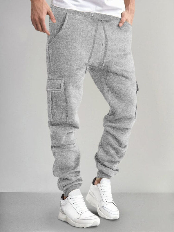 Casual Thermal Fleece Cargo Sweatpants Pants coofandy Light Grey S 