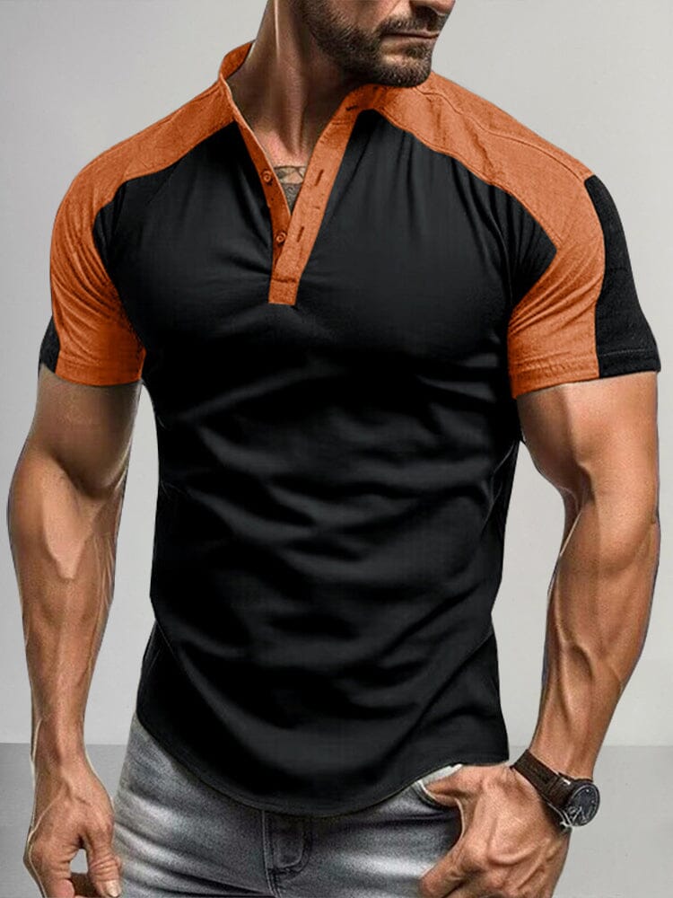 Premium 100% Cotton Henley Shirt T-Shirt coofandy Black S 