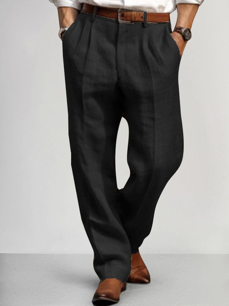 Premium Cotton Linen Relax Pants Pants coofandy Black S 