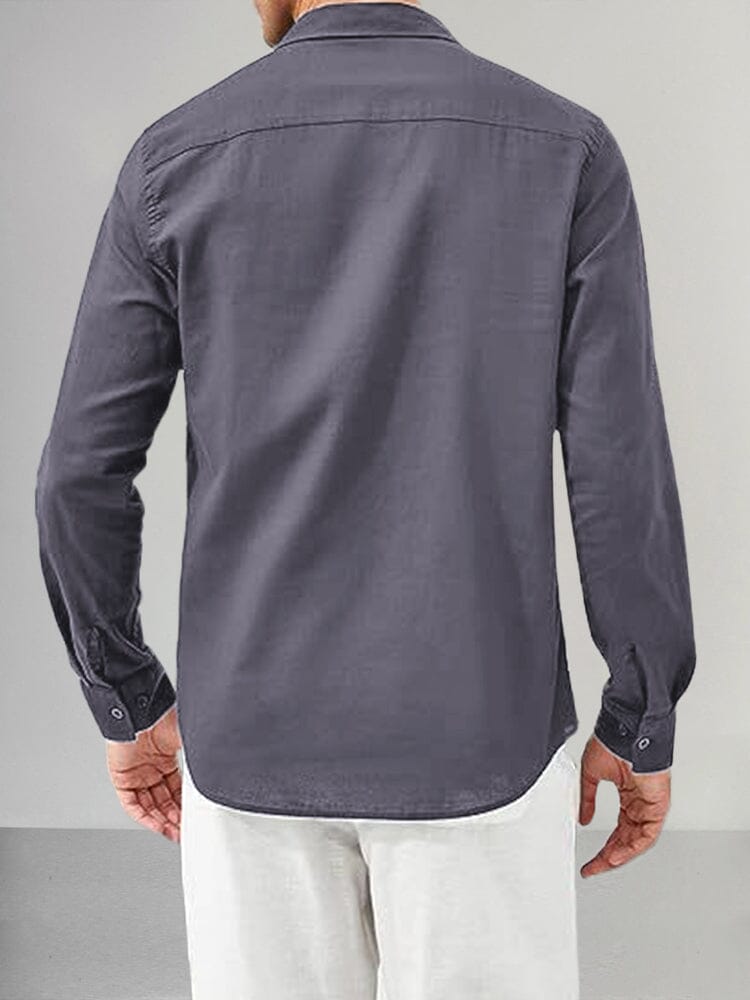 Casual Flap Pocket Cotton Linen Shirt Shirts coofandy 