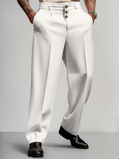 Casual Straight Leg Suit Pants Pants coofandy White S 
