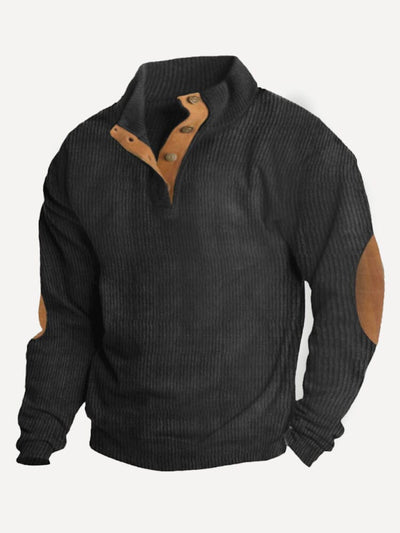 Casual Color Splicing Knit Sweatshirt Hoodies coofandy Black S 
