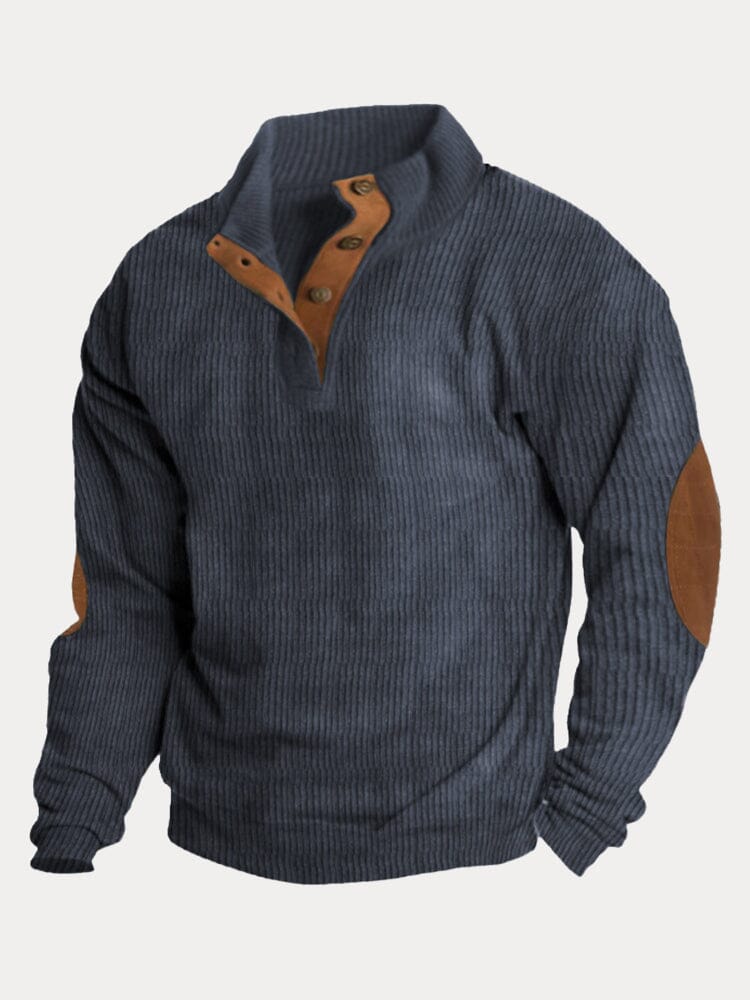 Casual Color Splicing Knit Sweatshirt Hoodies coofandy Navy Blue S 
