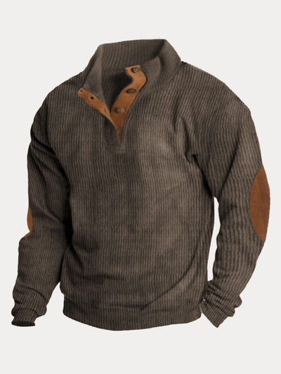 Casual Color Splicing Knit Sweatshirt Hoodies coofandy Brown S 
