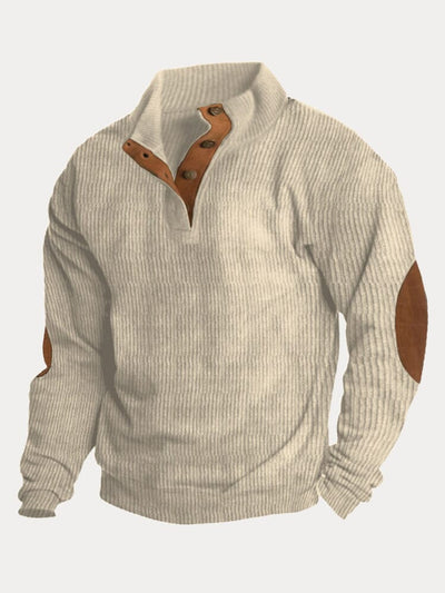 Casual Color Splicing Knit Sweatshirt Hoodies coofandy Khaki S 