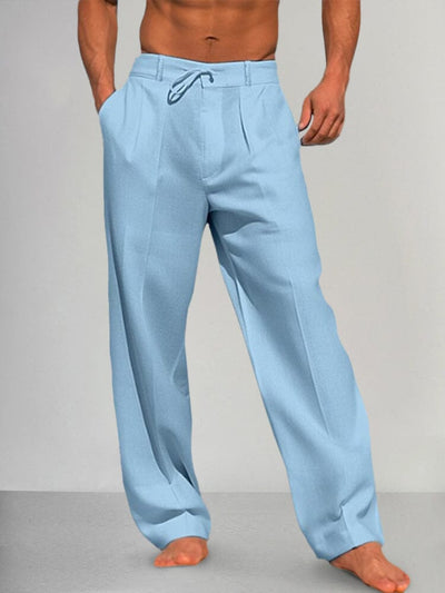 Cozy Straight Leg Cotton Linen Pants Pants coofandy Blue S 